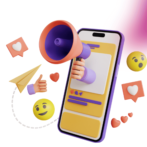 Social media megaphone and mobile marketing illustration